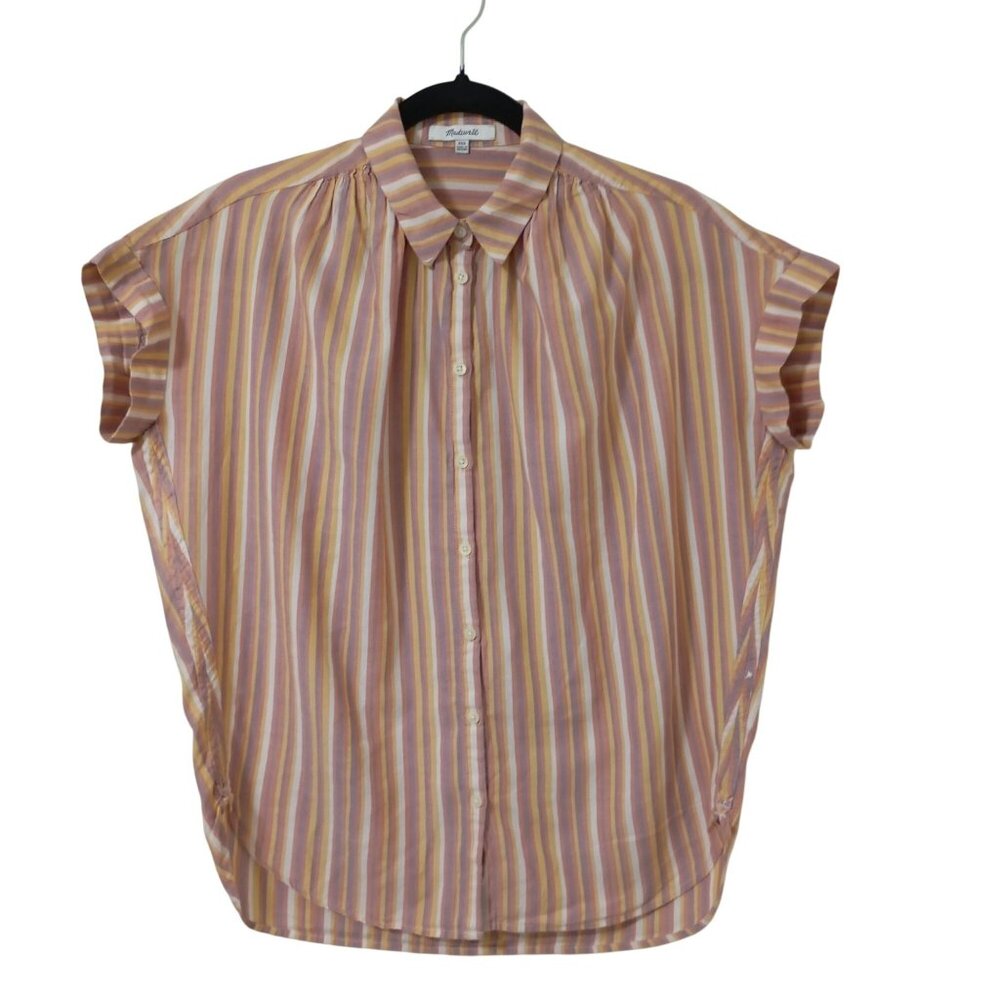 Madewell Shirt Striped Button-Down Short-Sleeve Sz XXS Multicolor Cotton Womens